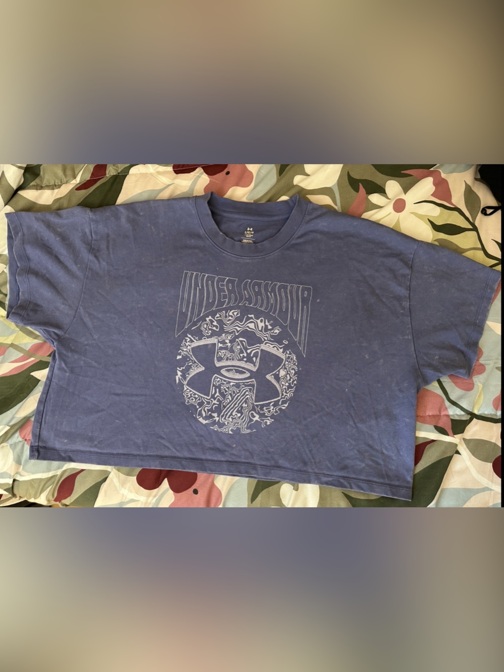 Under Armour Purple Acid Wash Graphic Cropped Short Sleeve Tee - Size L